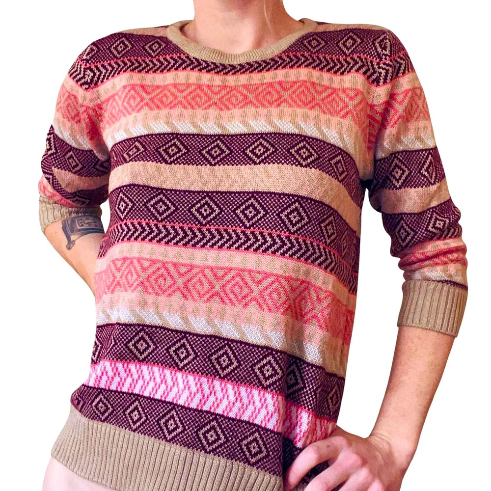 Forever 21 Fair Isle Style Striped Knit Sweater Size M